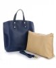 GEANȚĂ DIN PIELE shopper bag Genuine Leather bleumarin 6047
